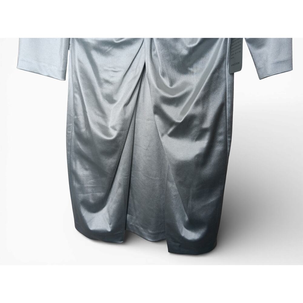 New with Tags Julia Jordan Silver Satin Ruched V Neck Cocktail Dress 6 - Picture 4 of 16